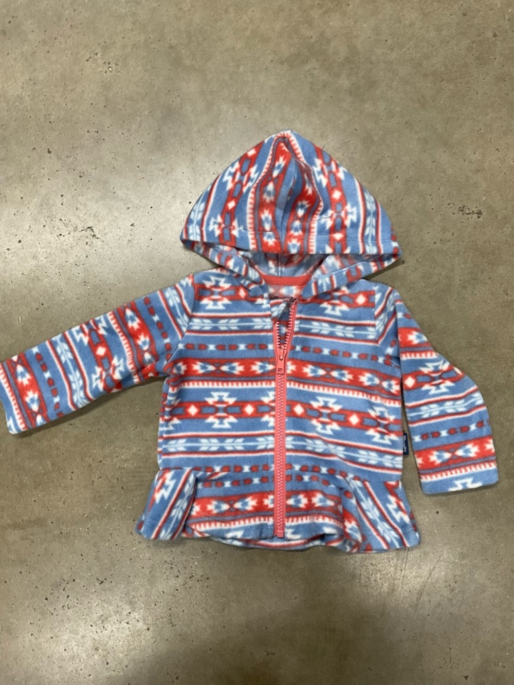 Wrangler Red and Blue Aztec Fleece Hooded Jacket
